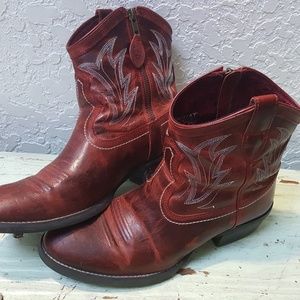 Ariat unbridled red ankle boots